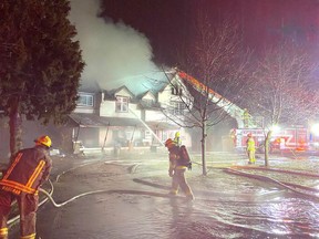 Three people died in a house fire in Wallaceburg that was reported at about 2 a.m. on Thursday, Feb. 17, 2022. Firefighters entered the burning building and pulled a man and woman from the fire. The man died and the woman died later in hospital. A third body was later found in the basement of the home at 315 Elgin St., Chatham-Kent fire and emergency services said. (Handout)