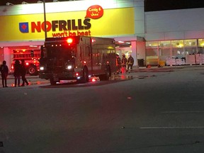 The Stratford fire department said damage from a fire Tuesday night in a refrigeration unit at the No Frills store at 618 Huron St. could top $1 million.(Facebook photo by Jodi Inson)