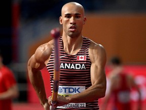Damian Warner of London competes in the men's pole vault heptathlon in this file photo. (Photo by ANDREJ ISAKOVIC/AFP via Getty Images)