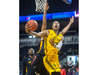 Mareik Isom of the London Lightning gets fouled by Evan Harris of the Sudbury Five as he tries for a reverse layup under the hoop during their National Basketball League of Canada game at Budweiser Gardens on Thursday, March 24, 2022. (Mike Hensen/The London Free Press)