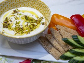 Whipped feta with naan and veggies. (Derek Ruttan/The London Free Press)