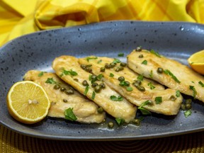 This simple chicken picatta recipe gets a flavour boost from lemons and capers, Jill Wilcox says. (Food styling by Ran Ai). (Derek Ruttan/The London Free Press)