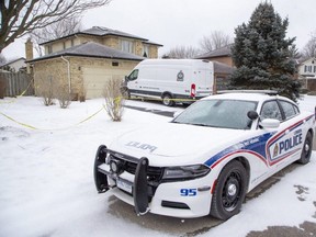 London police were still gathering evidence at 455 Billybrook Cr. in London on Sunday March 13, 2022. A 52-year-old man is charged with second-degree murder after police found a body at the home on Friday evening. (Derek Ruttan/The London Free Press)
