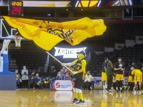The London Lightning mascot waves the flag at Budweiser Gardens in London in this Free Press file photo. (Mike Hensen/The London Free Press file photo)