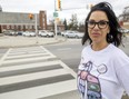 Janeen Hassan Stewart has approval to paint the crosswalk at Longwoods and Colonel Talbot roads in Lambth orange in honour of survivors of the Indian residential school system. She's seeking public financial support for the $4,000 cost. (Mike Hensen/The London Free Press)