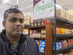 Partheepan Kanapathipillai, with his wife Subajini Partheepan, has opened a second Tamil grocery story in London. The first Angela supermarket  opened on Huron Street at the start of the pandemic so local Tamils didn't have to travel to Toronto for ingredients. The new location on Wonderland Road opened Saturday. (Mike Hensen/The London Free Press)