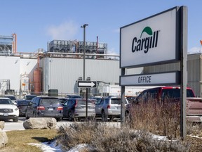 Workers at the Cargill Canada factory on Cuddy Boulevard near London International Airport will vote Wednesday on a new contract offer from the company. (Mike Hensen/The London Free Press)