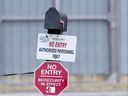 A sign at the entrance to a turkey farm on Oxford County in 2015 notifies visitors of enhanced biosecurity measures following an outbreak of bird flu.  A new strain of bird flu has been found at a farm near Thamesford, an industry group says.  photo file
