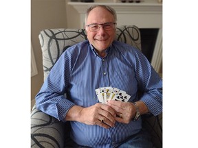 London's Fred Woolford holds the hand that ultimately won him $9,450 at Brantford's Elements Casino. After a three-year court battle, a Superior Court judge sided against the casino, which appealed a small claims court decision from 2020 in favour of Woolford and his gambling partner, Douglas Dunbar of Woodstock.