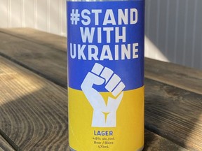 #StandWithUkraine by Railway City is being sold to raise funds for Red Cross relief efforts.