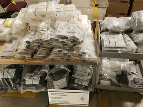 Border service officers found about 265 kilograms in illegal drugs in a transport truck entering Canada at the Blue Water Bridge on Jan. 13, the Canada Border Services Agency and Royal Canadian Mounted Police announced Wednesday. (Handout)