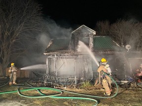 A two-storey home on Concession 12 Townsend near Waterford suffered $450,000 damage in a fire on Monday (Feb. 28) night. (NORFOLK FIRE DEPARTMENT photo)