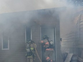 London firefighters responded to a shed fire that caused $40,000 in damages. Photo by the London Fire Department.