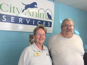 St. Thomas city Coun. Joan Rymal, left, and Joe Spencer started the push in 2019 for a new animal services building in St. Thomas. Rymal's daughter Sara Teare, co-founder of a Canadian tech company, donated $1 million to the project. (Postmedia file photo)