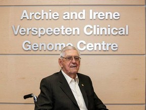 Archie Verspeeten, who founded the Verspeeten Cartage trucking company in Ingersoll, is donating another $3 million to London Health Sciences Foundation to support a clinical genome centre at London Health Sciences Centre named after him and his late wife Irene. Handout