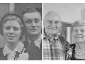 Rose and William Hills are shown in these photos as young lovebirds and in their golden years. (Obituary)