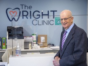 Dr. Ken Wright at the dental clinic that bears his name in London. (Derek Ruttan/The London Free Press)