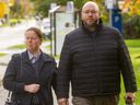 Herbert Hildebrandt and his wife walk into court at the Elgin County Courthouse in St. Thomas on Oct. 22, 2021. (London Free Press file photo)
