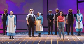 Jenny Weisz plays Ruth and Arinea Hermans plays her twin Hannah in the musical Grow on stage at the Grand Theater until April 30. (Mike Hensen/The London Free Press)