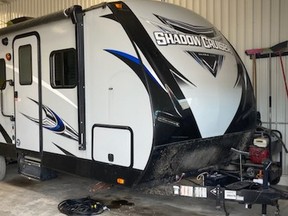 This camper trailer was among stolen items valued at more than $250,000 that police recovered Thursday while searching three properties in Huron County. (Police handout photo)
