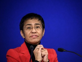 Nobel Peace Prize laureate Maria Ressa. (Photo by Fabrice COFFRINI / AFP)