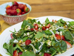 Spinach, arugula and strawberry salad. (Derek Ruttan/The London Free Press)