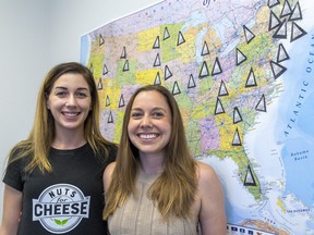 Candace Campbell, U.S. left, business development manager of Nuts for Cheese in London, and Margaret Coons, chief executive and founder, are celebrating the company's new deal with Sprouts Farmers Market, a major American grocery chain. Photo taken Tuesday, May 31, 2022. (Mike Hensen/The London Free Press)