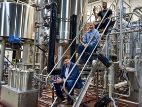 Cameron’s Brewing is the reigning champs of the hazy IPA. Its Cruising Through the Galaxy took top place at last year’s World Beer Awards. From the top step are head brewer Kyran Maine, brewmaster and vice-president Jason Britton and president Clint Israel. (Cameron’s Brewing photo)