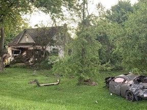 A driver suffered minor injuries when his vehicle left the road and rolled through the front of an unoccupied house on Highway 24 near Vittoria in Norfolk County on the morning of Tuesday May 31, 2022.