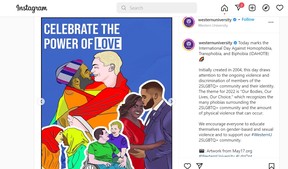 This Western University poster, created to support the fight against homophobia, sparked a backlash from the local Muslim community for including a depiction of two women in hijabs about to kiss.