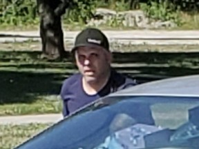 London police released a photo of a suspect sought in an assault on a cyclist in the area of Kipps Lane and Adelaide Street North on Thursday afternoon. (Police handout photo)