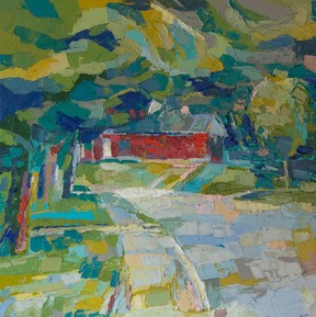 Dana Cowie. “I Can Trust You With the Next Steps”. Oil on canvas. 36” x 36”.
