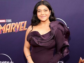 Iman Vellani attends the Ms. Marvel launch event at El Capitan Theatre in Hollywood, Calif., on June 2. (Photo by Jesse Grant/Getty Images for Disney)