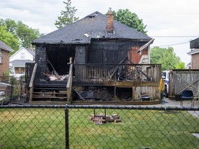 A fire caused an estimated $600,000 damage to this house at 35 Tennyson St. in London. Photo shot on Wednesday June 29, 2022. (Derek Ruttan/The London Free Press)