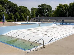 Thames pool didn't open in 2022 because a broken pipe caused damage that threatened the pool's floor, city staff said. Photo taken on June 15, 2022.  (Mike Hensen/The London Free Press)