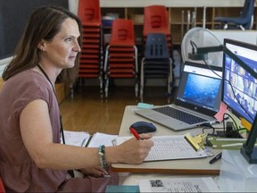 Ms. Valerie Bird is a virtual teacher at Ealing Public School in London, Ont.  Photograph taken on Tuesday June 21, 2022. (Mike Hensen/The London Free Press)