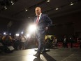 Ontario Liberal Leader Steven Del Duca leaves the stage after stepping down as party leader on election night in Vaughan, Ont., June 2, 2022.