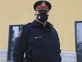 Nick Novacich is shown while working as deputy chief with Aylmer police during the COVID pandemic on Monday February 1, 2021. Jack Boland/Toronto Sun/Postmedia Network