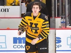 London native George Diaco is shown while playing with the Hamilton Bulldogs. Photo source: Twitter