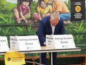 Ontario PC Leader Doug Ford votes in Toronto on Thursday, June 2, 2022. Eligible voters for Ontario's provincial election can cast a ballot in person from 9 am to 9 pm ET.  PHOTO BY NATHAN DENETTE /THE CANADIAN PRESS