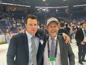 Belmont native Brian Willsie, left, and London native Craig Billington are a key part of the Colorado Avalanche management team that guided the Avalanche to victory in the Stanley Cup Final against the Tampa Bay Lightning. (Submitted photo)