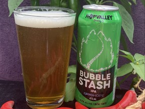 Bubble Stash, an IPA using Mosaic Cryo Hops, has arrived from Oregon via Creemore, Ont. Like many IPAs, it’s a good choice to pair with peppered foods and snacks.
BARBARA TAYLOR