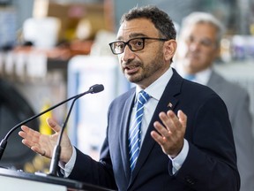 Canada's Minister of Transport Omar Alghabra announced over $500 million in incentives for medium and heavy duty zero emission vehicles, helping businesses to switch to electric fleets. (Mike Hensen/The London Free Press)