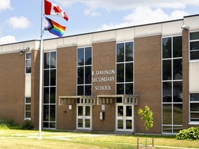 B. Davison Secondary School on Trafalgar Street in London, Ont. 
Photograph taken on Tuesday July 12, 2022. (Mike Hensen/The London Free Press)