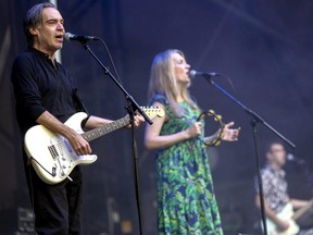 Brad Roberts and Ellen Reid of Crash Test Dummies perform as their band opens Start.ca Rocks The Park at Harris Park in London on Wednesday July 13, 2022. (Mike Hensen/The London Free Press)