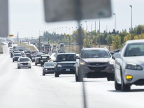 A minivan incorrectly merges with a lane near a construction zone. (Postmedia Network file photo)