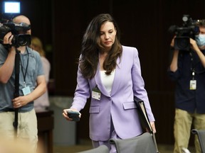 Lawyer Danielle Robitaille, partner of Henein Hutchison LLP, testifies before the Standing Committee on Canadian Heritage in Ottawa on Tuesday, July 26, 2022, examining Hockey Canada's involvement in the fight against the alleged sexual assaults committed in 2018.