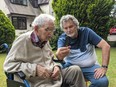 Harold Seer, shown with his son Calvin in 2021, is a former LTC driver soon turning 99. His family is asking old contacts to be in touch with him.