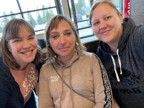 Jessica Beacham, centre, made a strong recovery after a harsh winter and a stint in a rehabilitation centre. Outreach workers Debra Franke, left and Victoria Ryan were among a handful of people who made that recovery happen. (Submitted photo)
