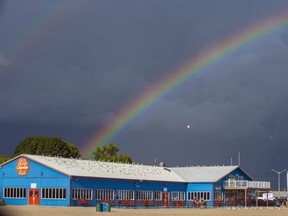 Port Stanley visitors received a special treat in the form of a rainbow soaring above the iconic Mackie's restaurant last week. (Derek Ruttan/The London Free Press)
